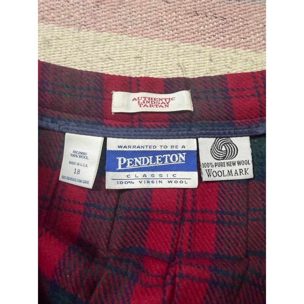 Vintage Pendleton Lindsay Tartan Wool Pleated Midi Skirt Plus Size 18